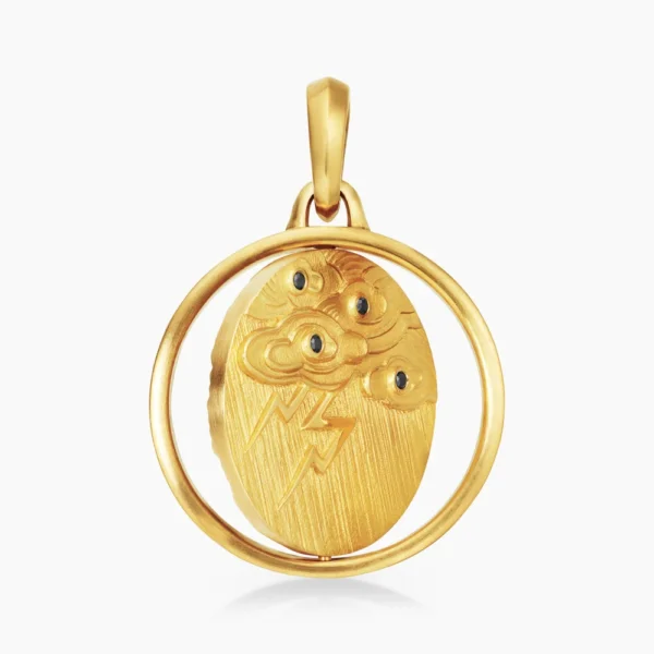 Storm Duality Amulet in 18K Yellow Gold with Diamonds, 30mm - Image 4