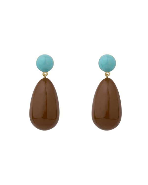 Large LIGHT BLUE AND BROWN Blend Drop Earrings