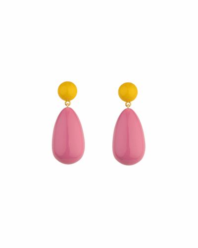 Large Yellow and Pink Blend Drop Earrings