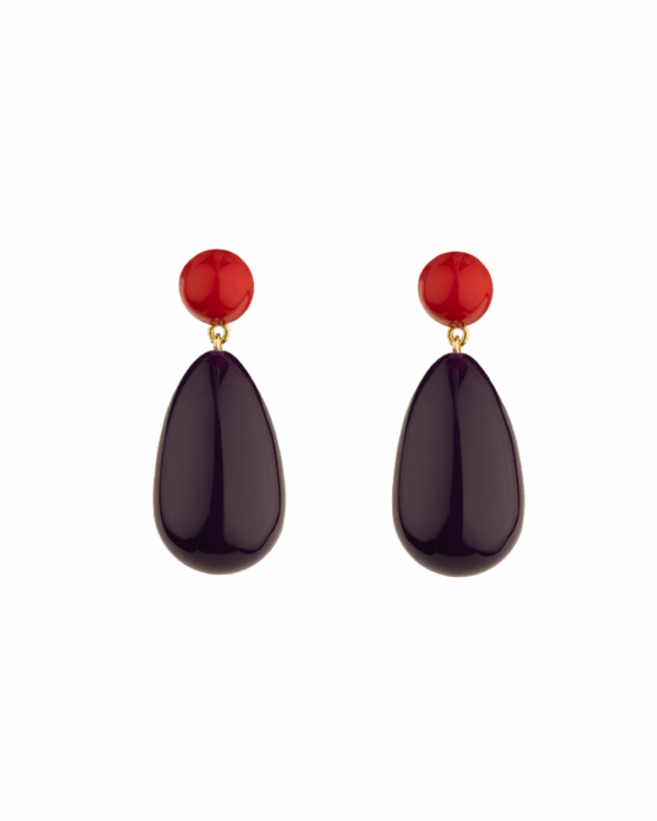 Large Red and Violet Blend Drop Earrings