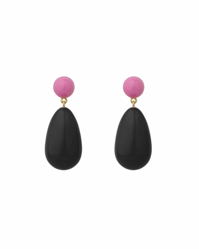 Large Blend Pink & Black Drop Earrings