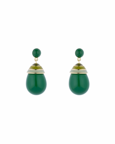 Mini Colourful Multi Stripped Green Drop Earrings