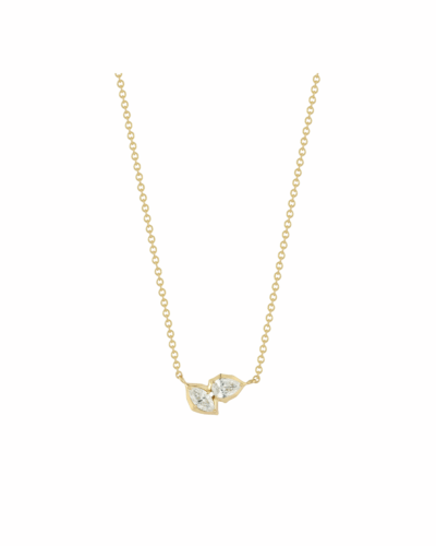 Jade Trau's Poppy 2Stone Diamond Pendant Necklace in 18KYG with 0.40ct of Diamonds