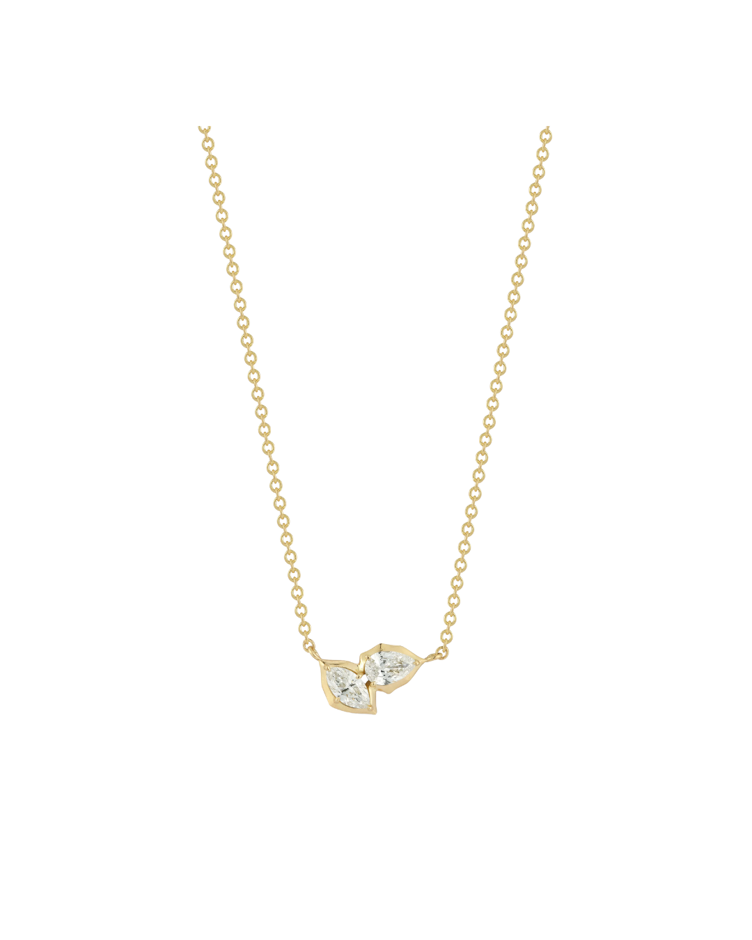 Jade Trau's Poppy 2Stone Diamond Pendant Necklace in 18KYG with 0.40ct of Diamonds
