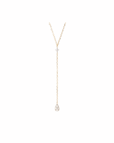 PDPAOLA 18K Yellow Gold with Lab-Grown Diamonds 0.08 Carats, F Color VS Clarity Lariat Necklace