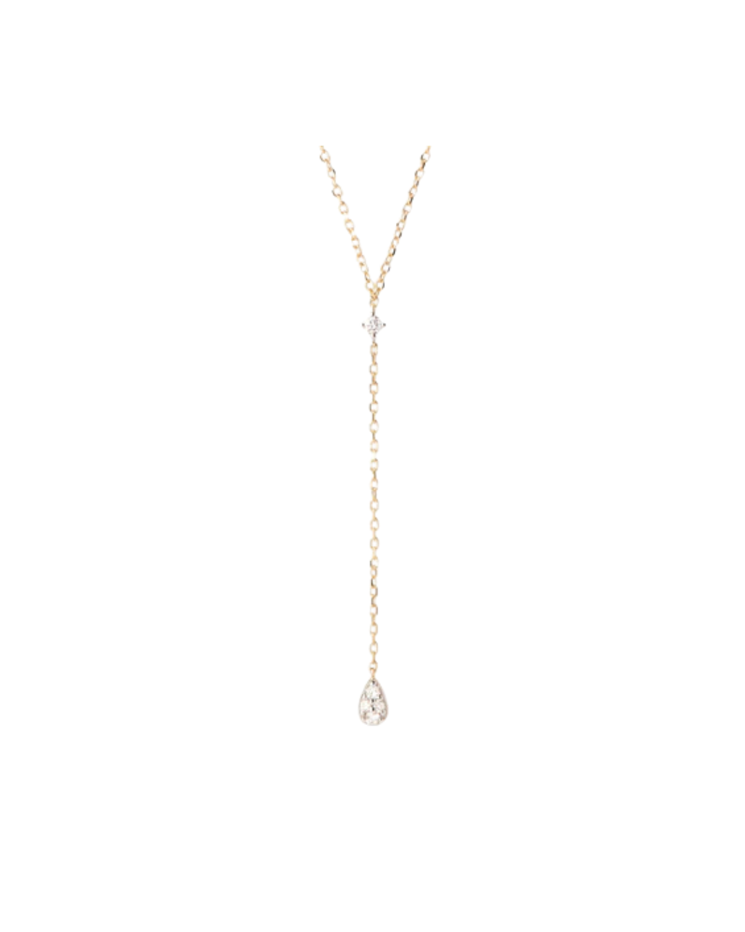 PDPAOLA 18K Yellow Gold with Lab-Grown Diamonds 0.08 Carats, F Color VS Clarity Lariat Necklace