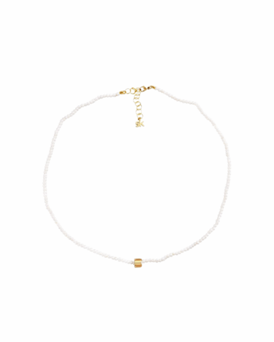 18K Yellow Gold One Of A Kind Pearl Beaded with Solid Gold Roundel Necklace