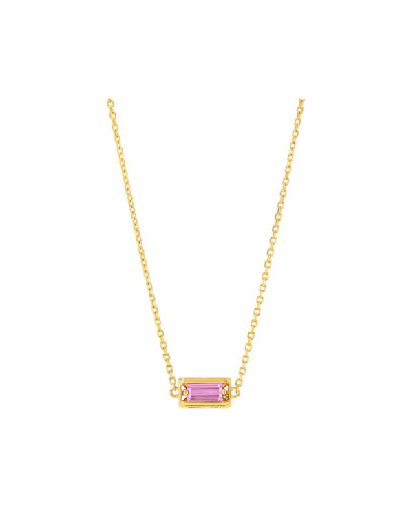 18KYG Large Block Necklace with Pink Sapphires