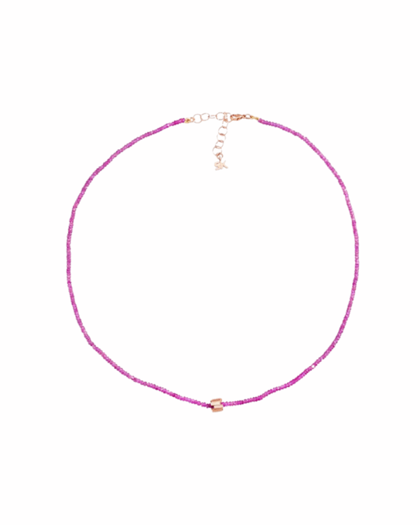 18KRG Mini Golden Rondelle Infinite Beaded Necklace with Pink Spinel