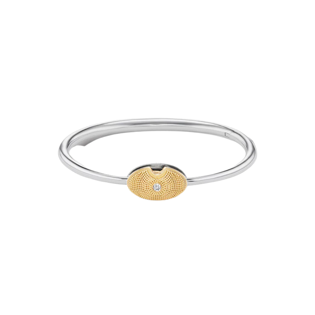 Sterling Silver and 18KYG Oval Musgrave Bracelet with a Diamond