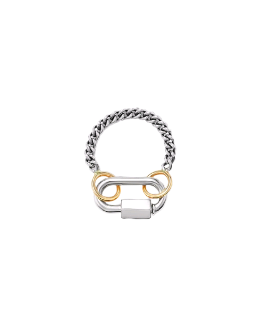 Marla Aaron's Silver Not So Heavy Curb Chain Ring with a Silver Spring Babylock