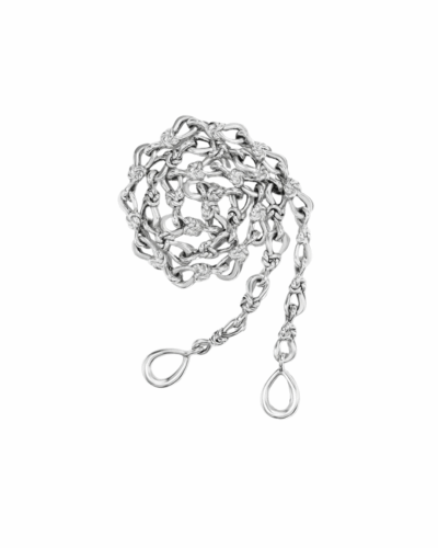 Large True Lover's Knot Handmade Necklace Chain in Silver 16"