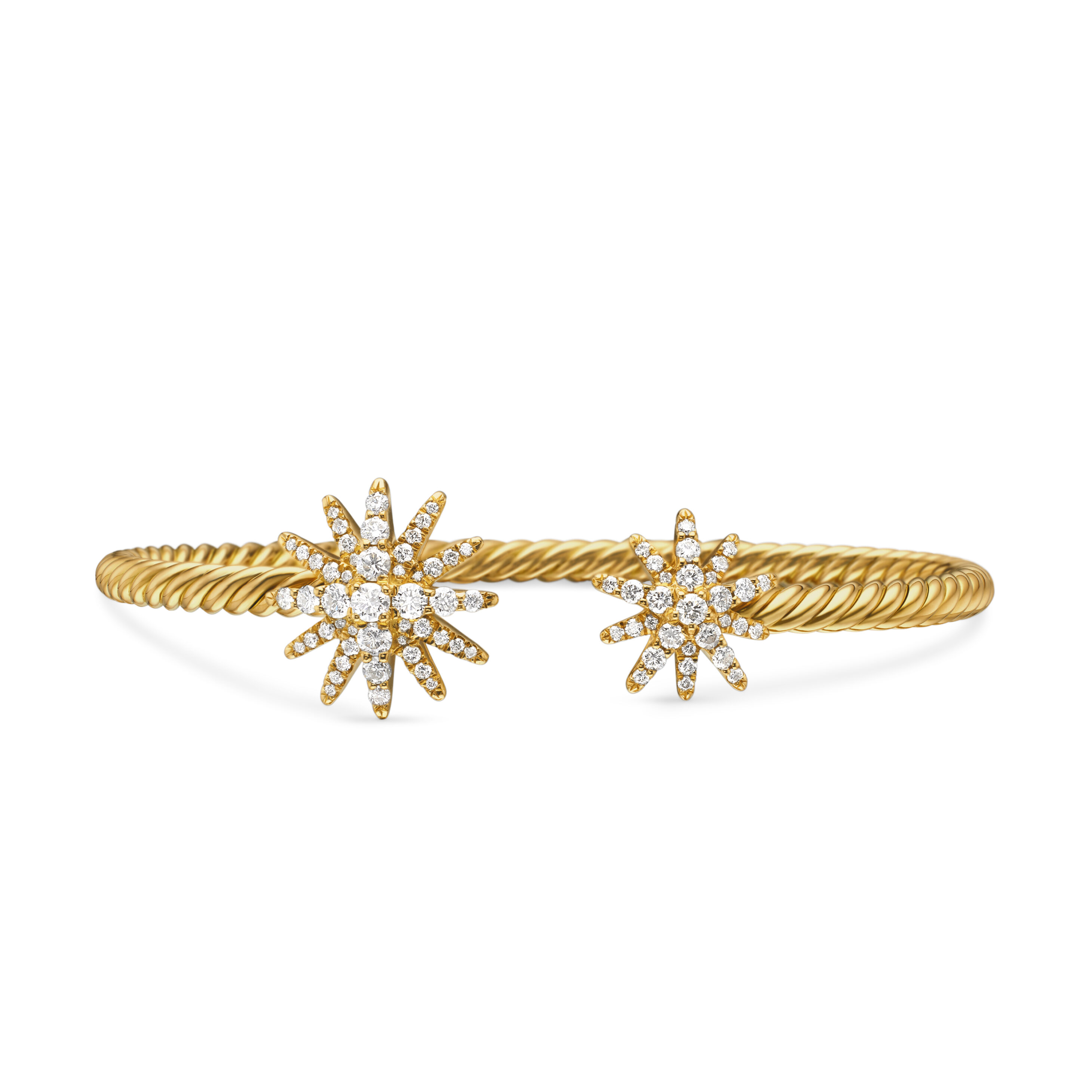 Starburst Cable Bracelet in 18K Yellow Gold with Diamonds, 3.5mm