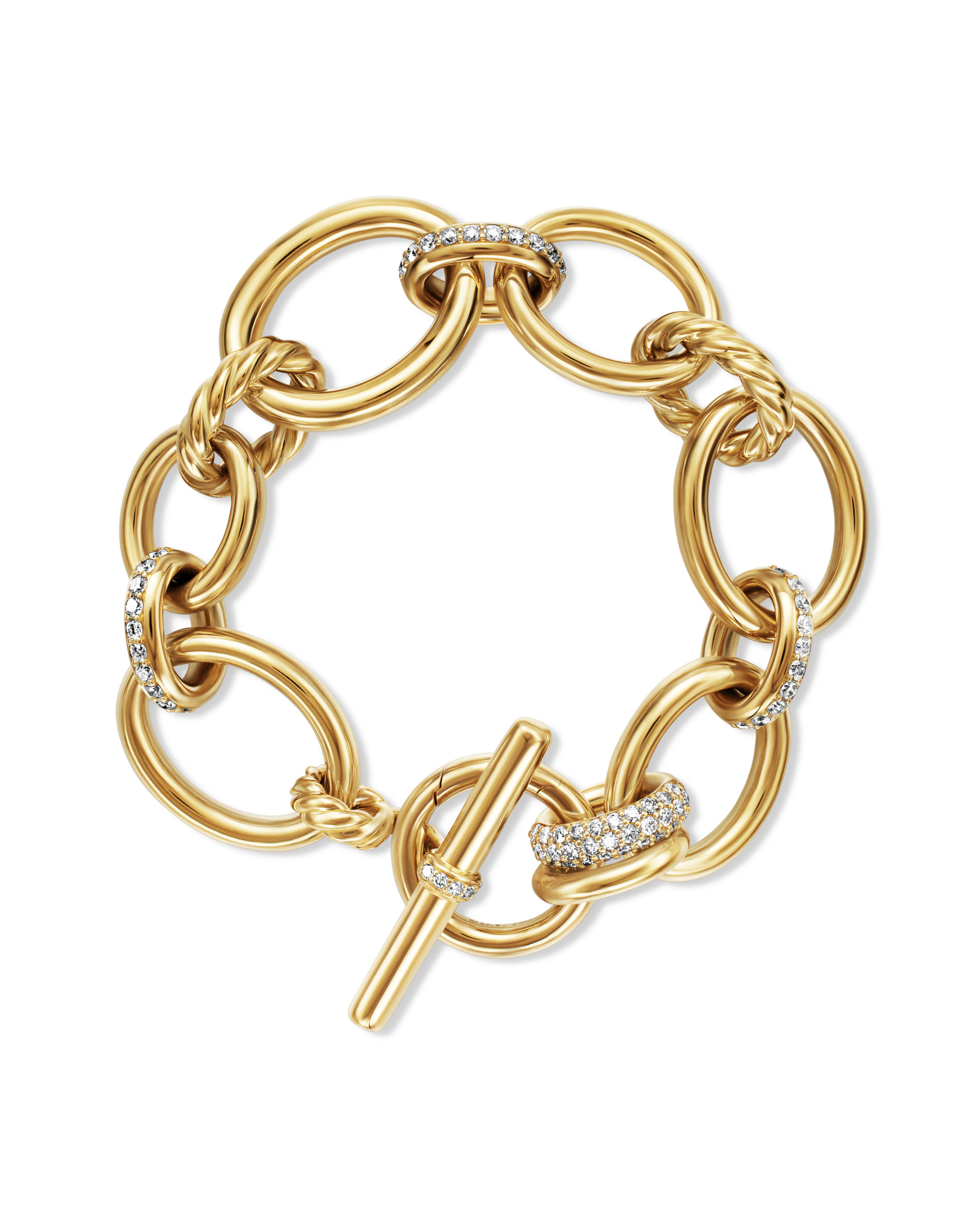 DY Mercer® Chain Bracelet in 18K Yellow Gold with Diamonds, 25mm