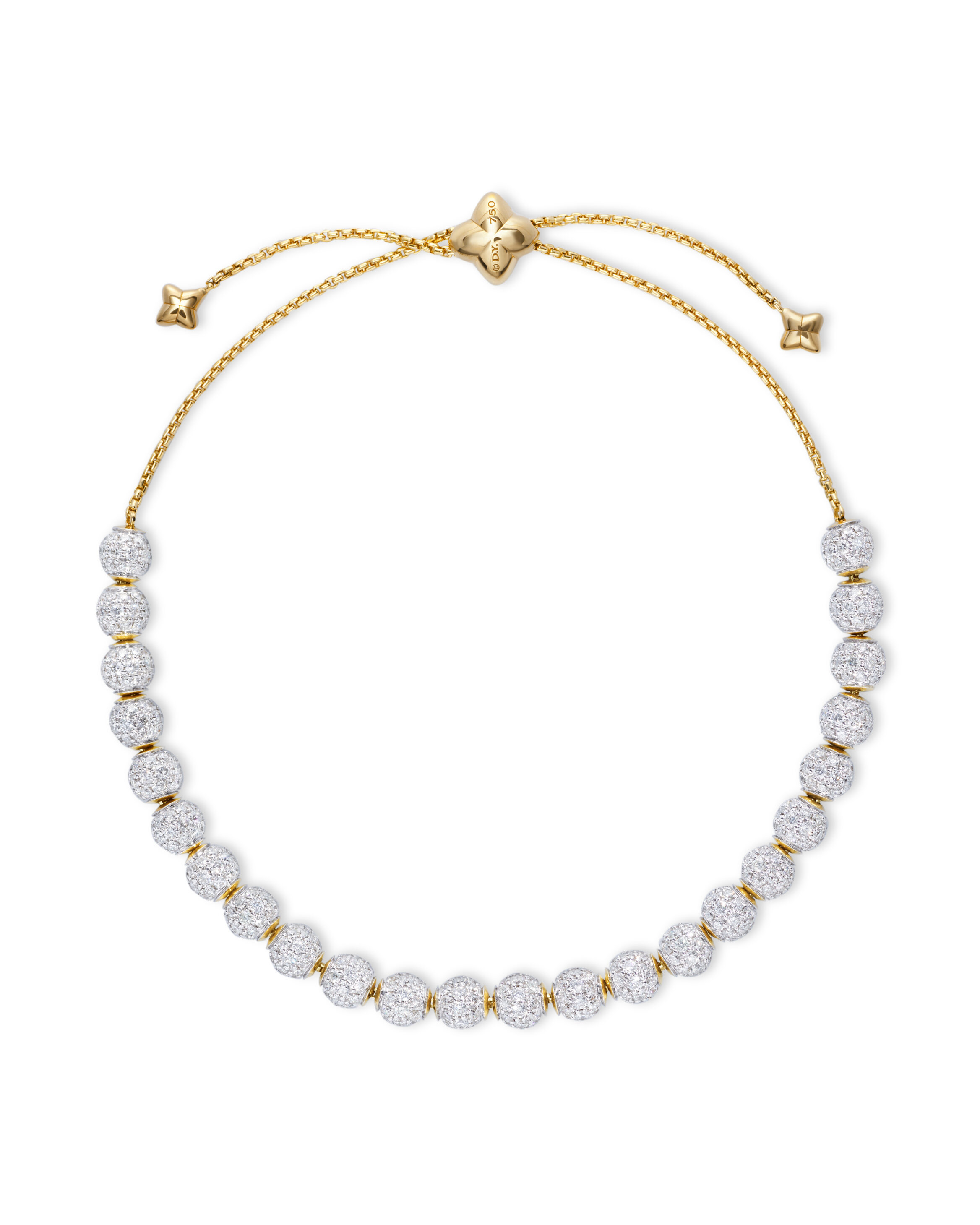Petite Pavé Spiritual Beads Bracelet in 18K Yellow Gold with Diamonds, 5mm