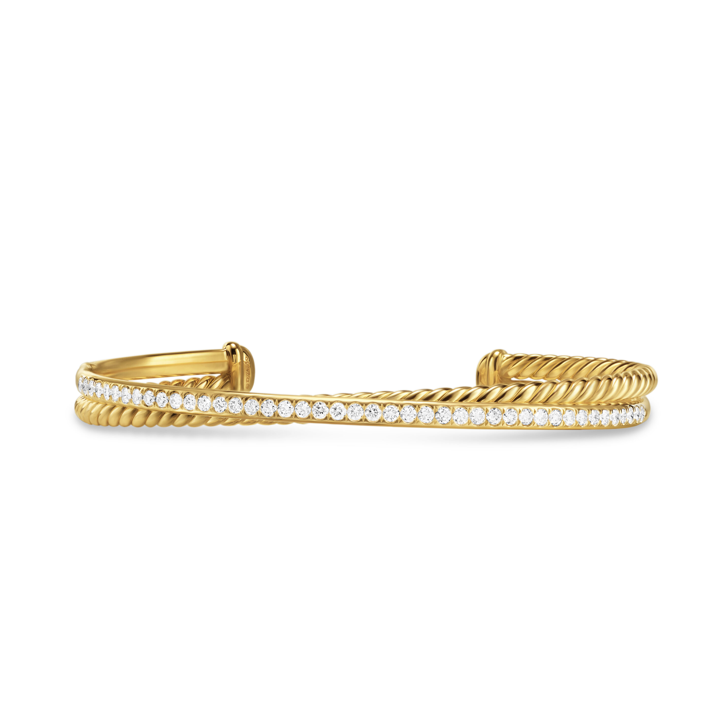 Crossover Two Row Bracelet in 18K Yellow Gold with Diamonds