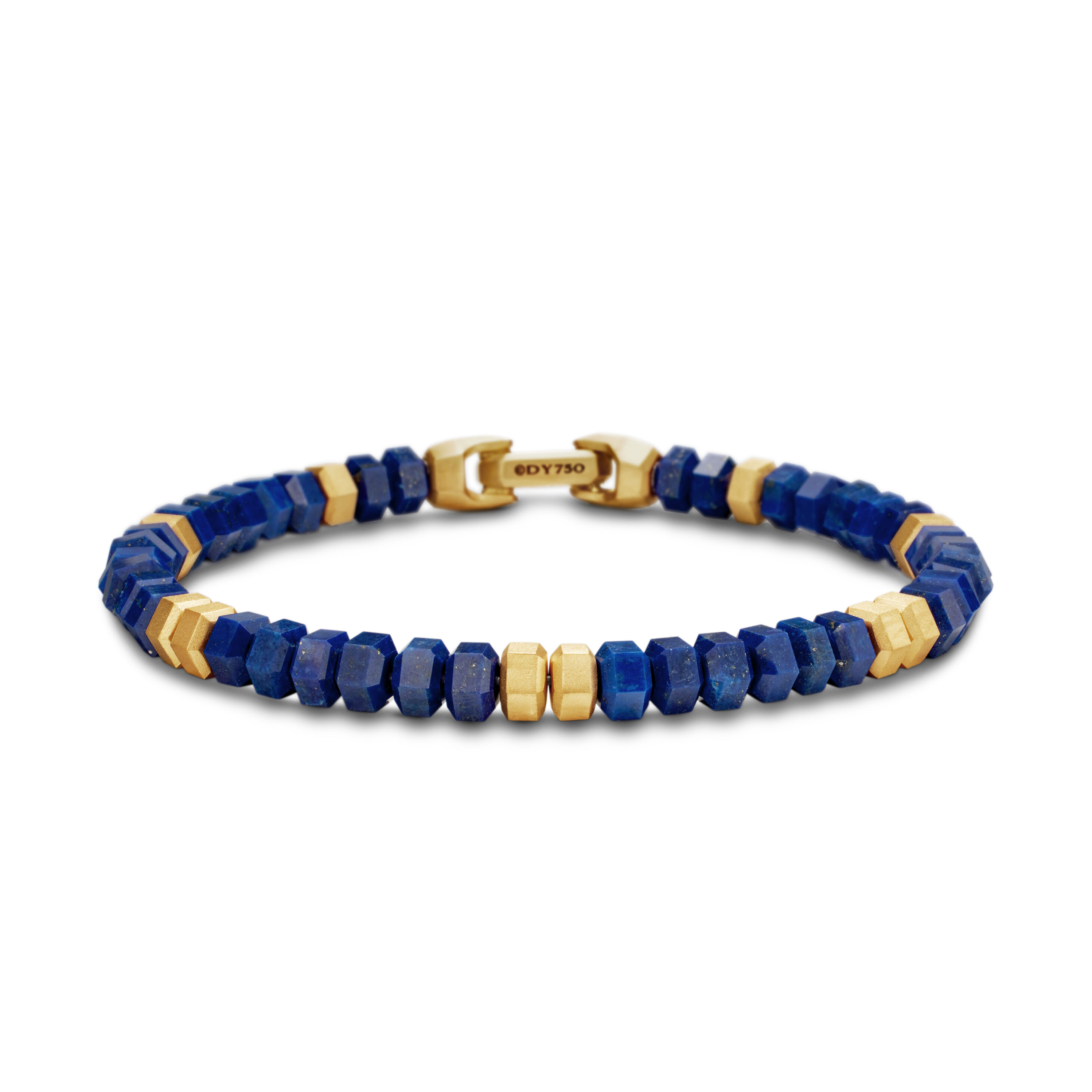 Hex Bead Bracelet with Lapis and 18K Yellow Gold