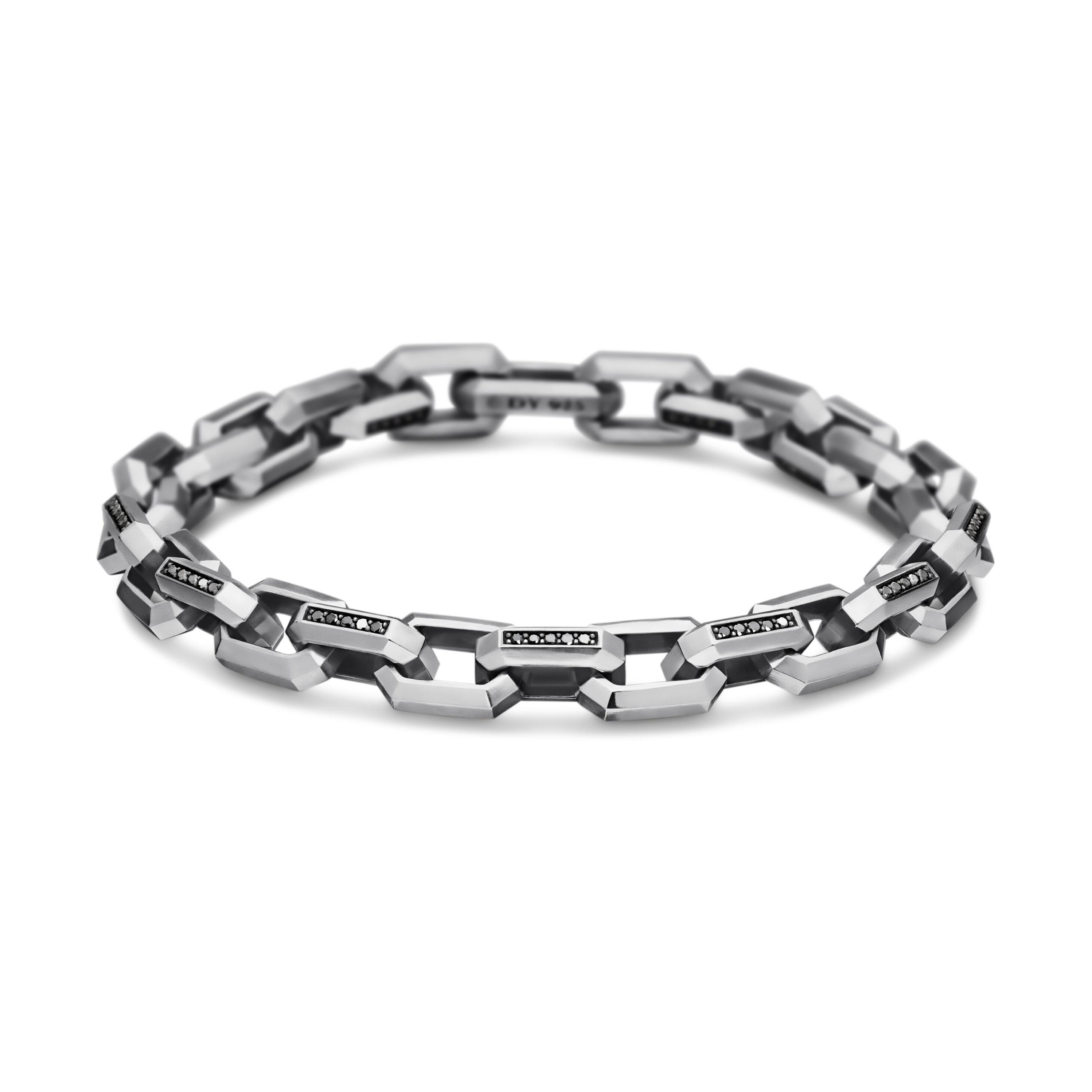 Streamline® Heirloom Chain Link Bracelet in Sterling Silver with Pavé Black Diamonds, 7.5mm