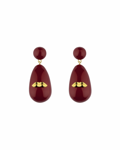 Yellow Gold Plated Midnight Kiss Drop Earrings
