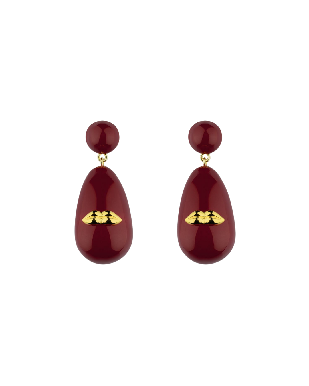 Yellow Gold Plated Midnight Kiss Drop Earrings