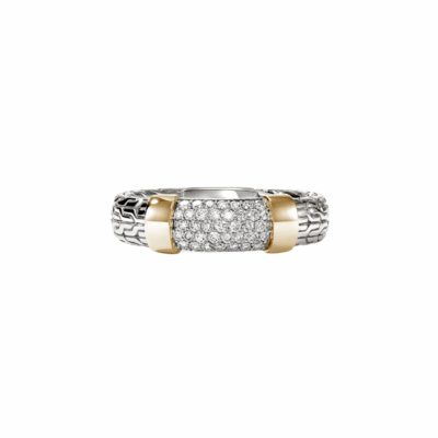 JH Essentials 14K Gold & Silver Diamond Pave Ring, Size 7