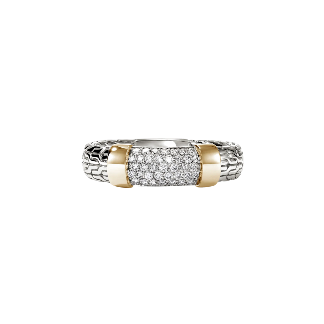 JH Essentials 14K Gold & Silver Diamond Pave Ring, Size 7