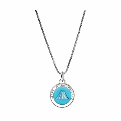 Volcano Talisman Necklace, Sterling Silver, Enamel 22"