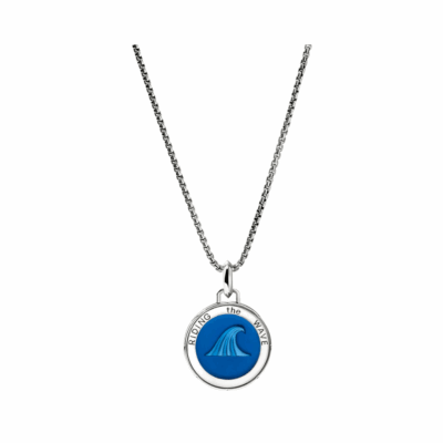 Wave Talisman Necklace, Sterling Silver, Enamel 22"