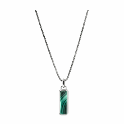 Malachite Talisman Necklace, Sterling Silver