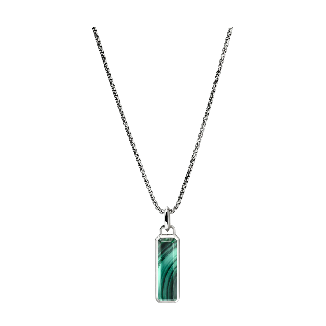 Malachite Talisman Necklace, Sterling Silver