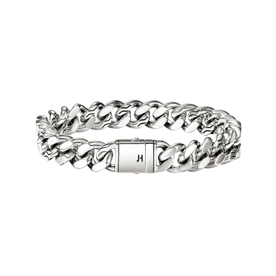 Curb Chain Bracelet, Sterling Silver, 11MM, size Medium