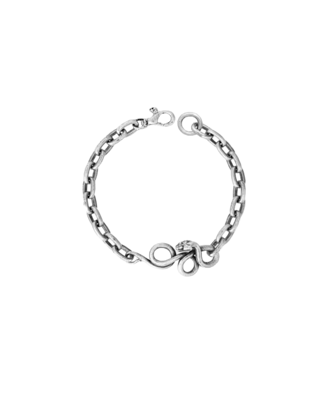 John Varvatos Sterling Silver Snake Bracelet with Black Diamonds