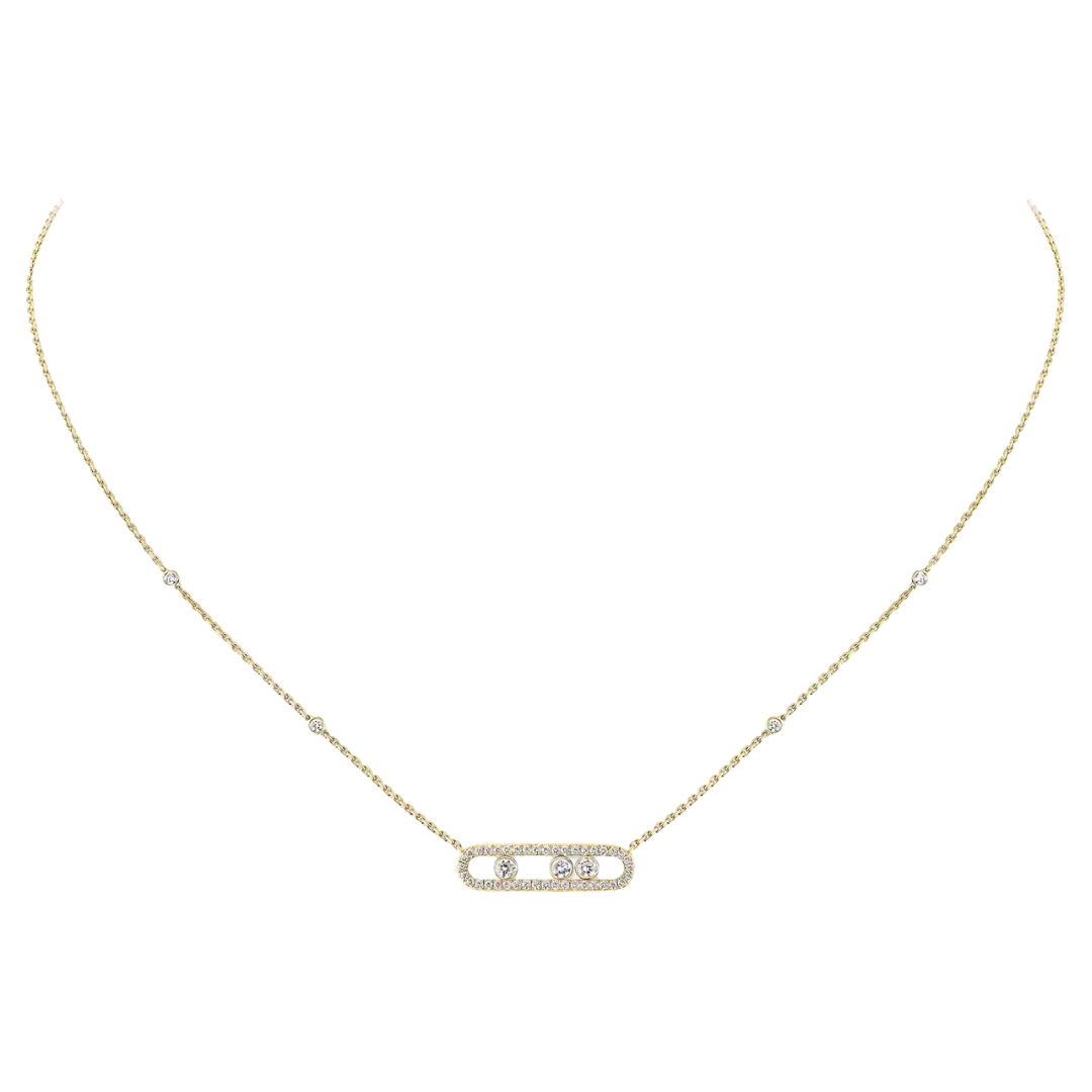 18K Yellow Gold Baby Move Pavé Diamond Necklace