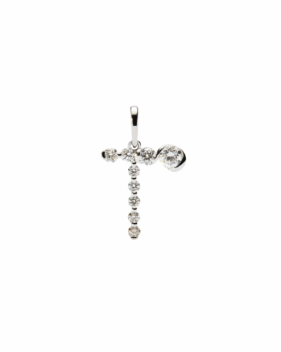 PDPAOLA  18K white gold Initial T pendant