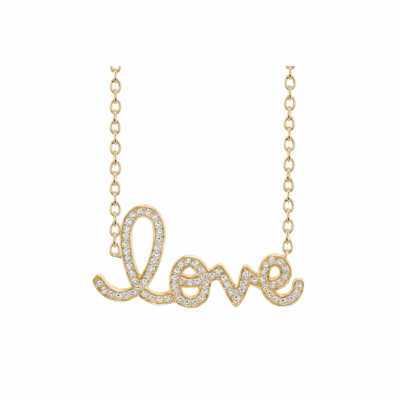 Gold & Diamond Supersize Script Love Necklace