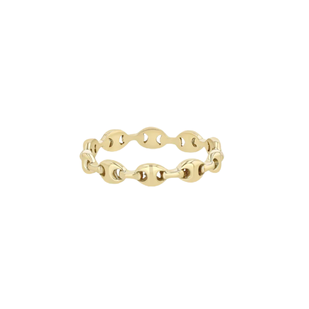 14K gold solid small puffed mariner link ring