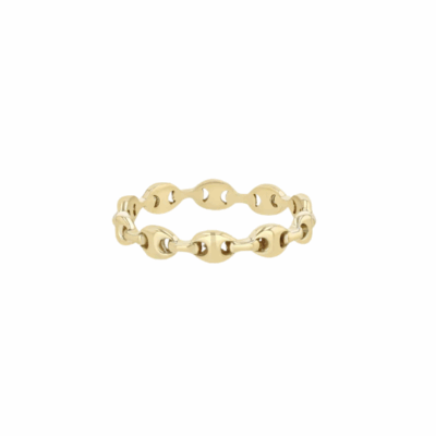 14K gold solid small puffed mariner link ring