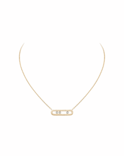 18KYG Move Classique Cisele Necklace with Diamonds