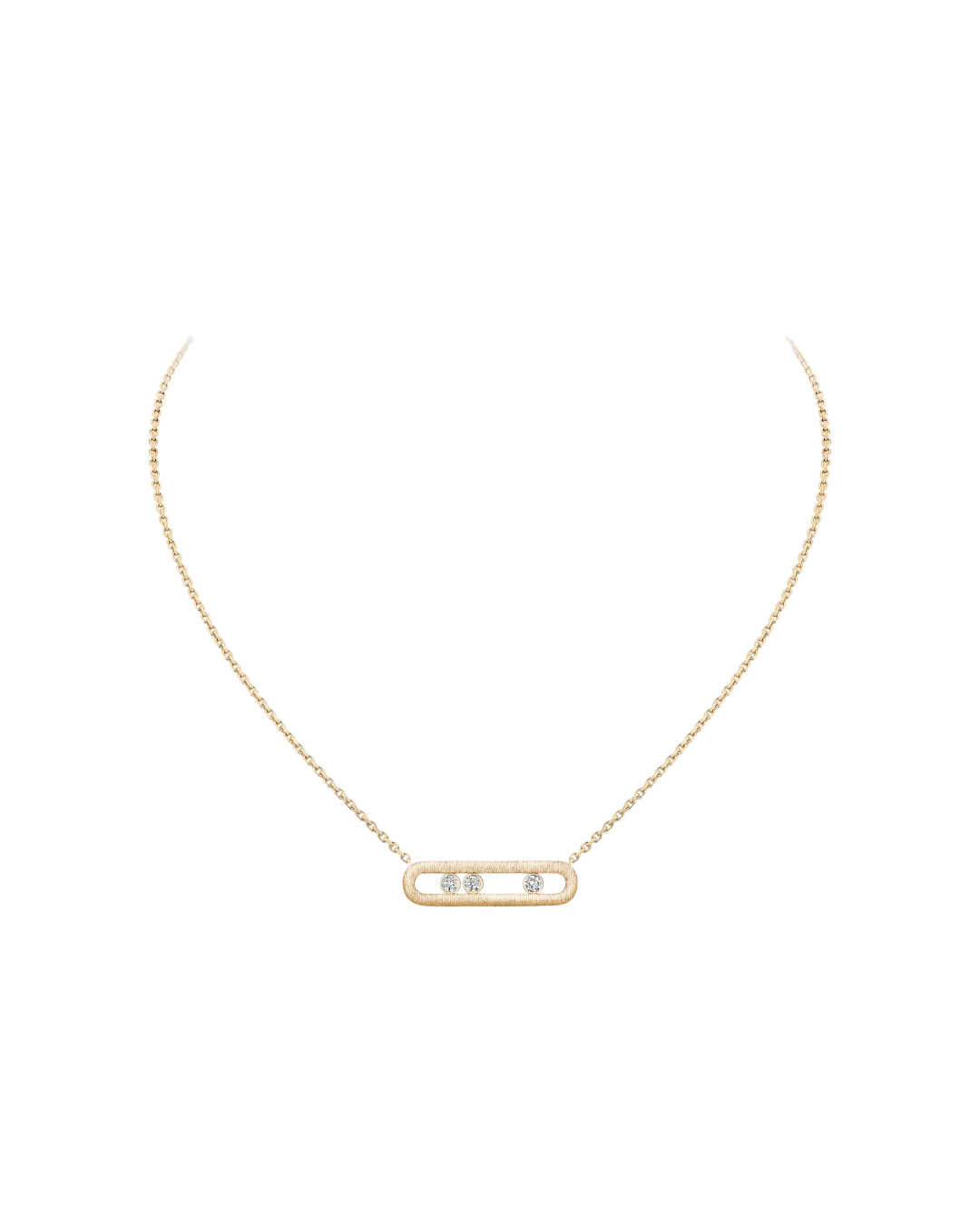 18KYG Move Classique Cisele Necklace with Diamonds