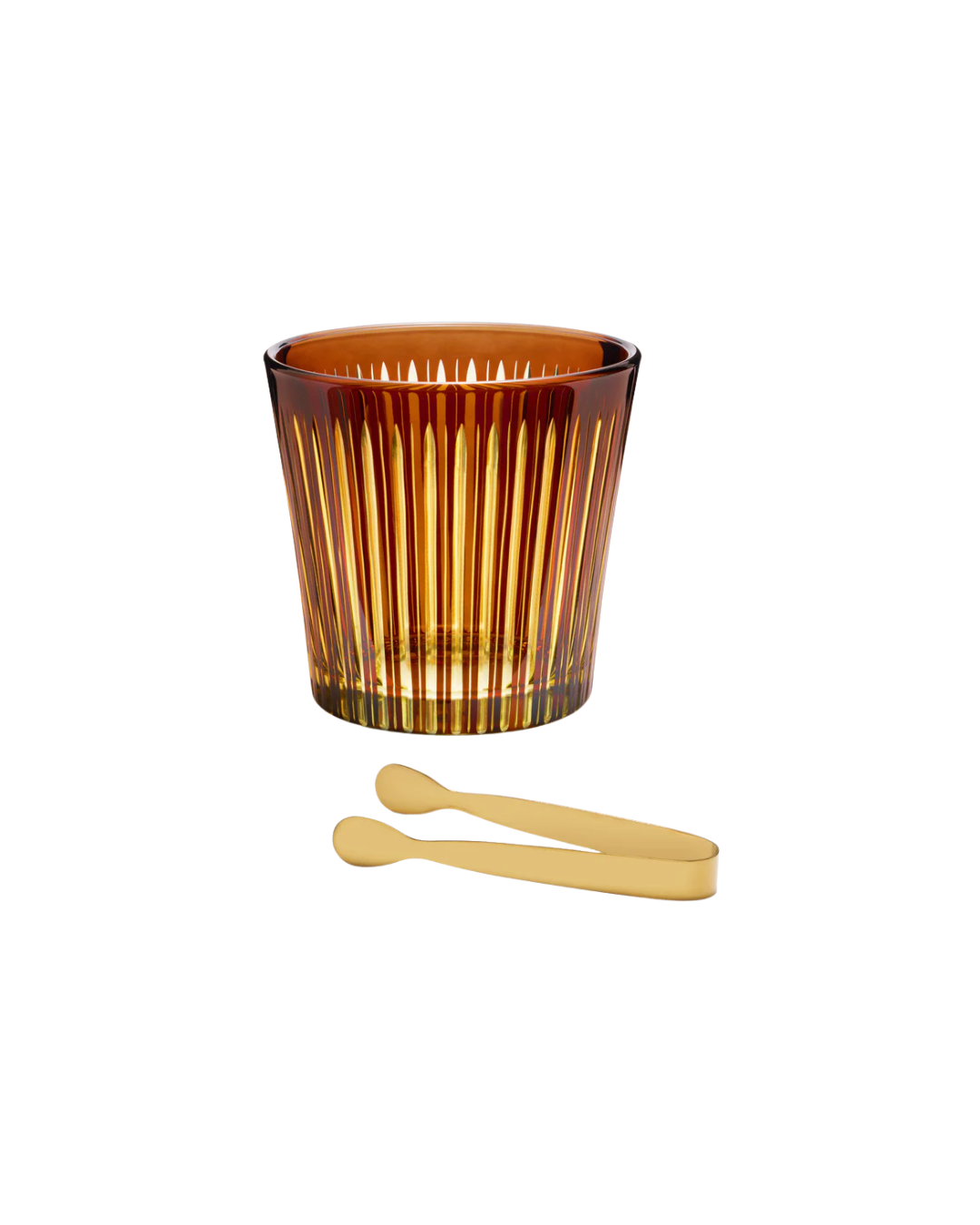 Prism Ice Bucket + Tongs - Amber