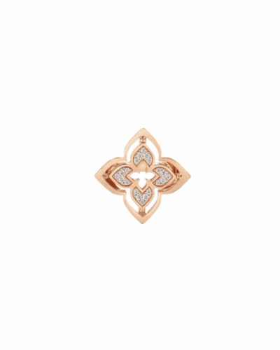 Venetian Princess Pirouette Pavé Small Flower Ring with Mother of Pearl in 18K Yellow Gold