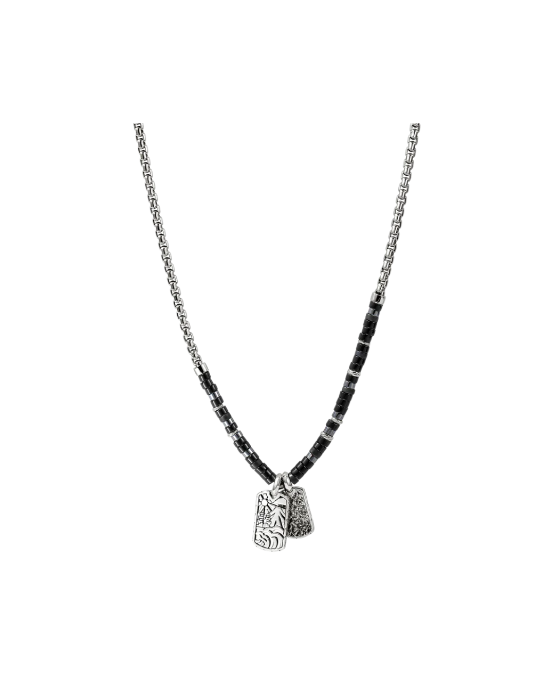 HEISHI TAG NECKLACE, STERLING SILVER, HARDSTONES
