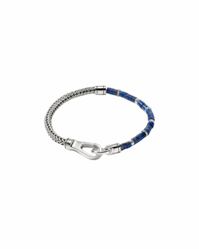 Heishi Chain Bracelet, Sterling Silver, Hardstones, size Large