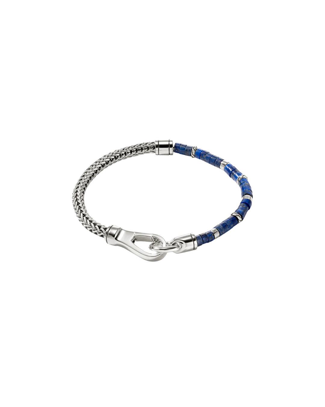 Heishi Chain Bracelet, Sterling Silver, Hardstones, size Large