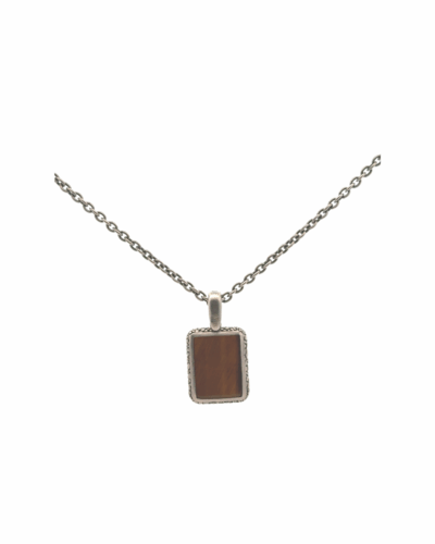 Sterling Silver Rectangle Tigers Eye Necklace  24"