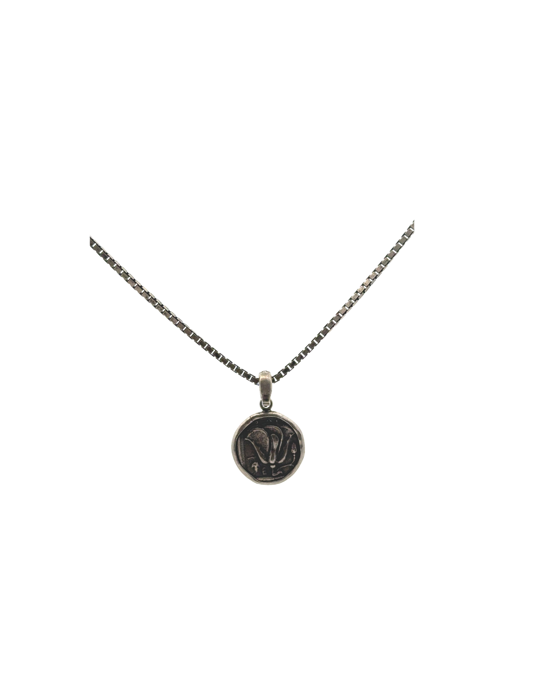 Sterling Silver Greek Coin Necklace – 24"