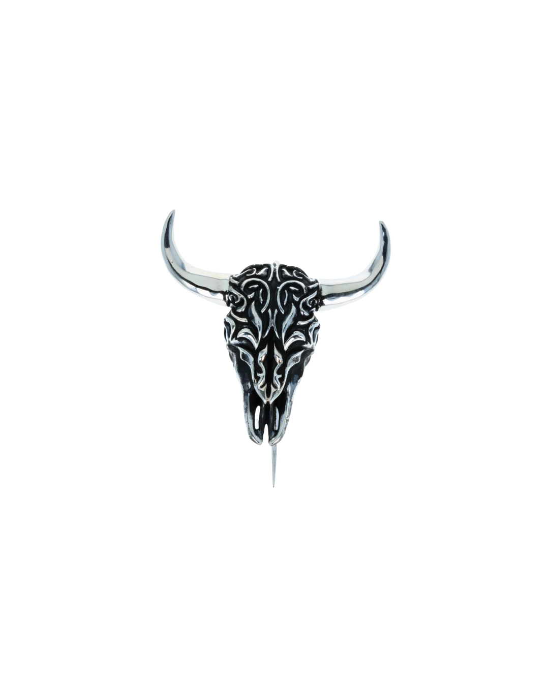 Buffalo Skull Sterling Silver Lapel Pin