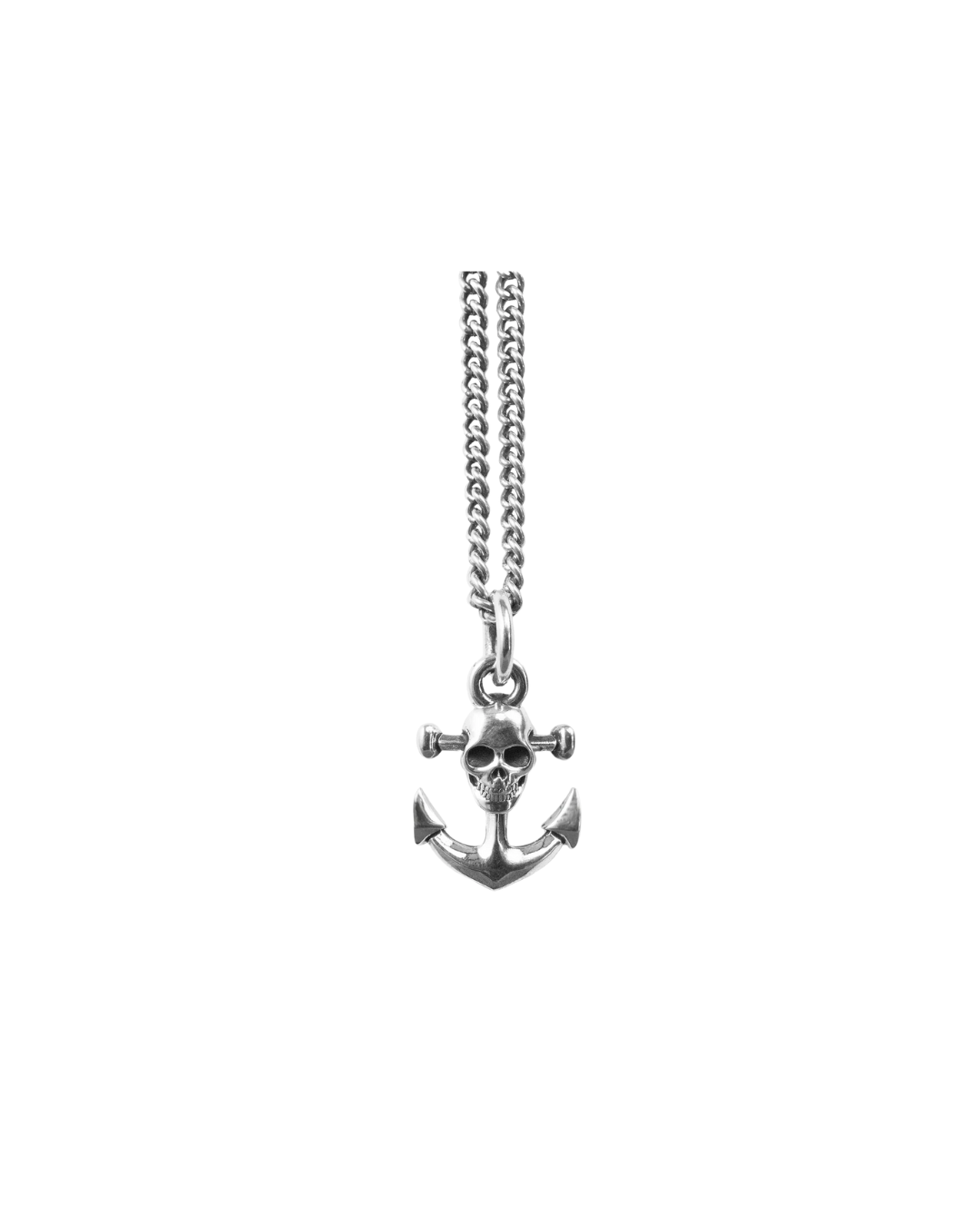 Anchor Skull Pendant on 24" Fine Curblink Chain