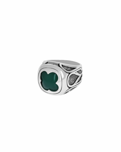 Cutout Green Onyx Ring with Vatican Window Detail, size 10