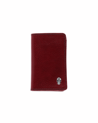 Red Bifold Card Holder Wallet w/ Silver Skull
